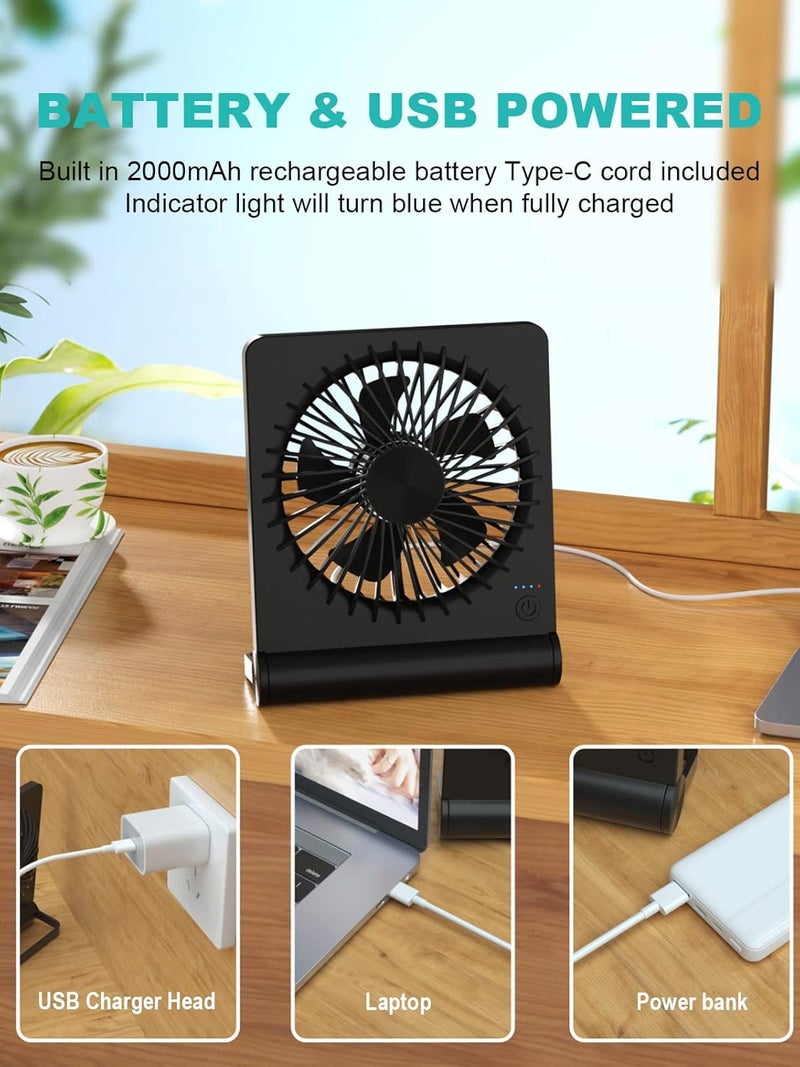 Tevelecin Small Desk Fan,Rechargeable USB Fan Battery Operated,Ultra Quiet, Strong Wind, 3 Speeds Travel Fans - Image 5